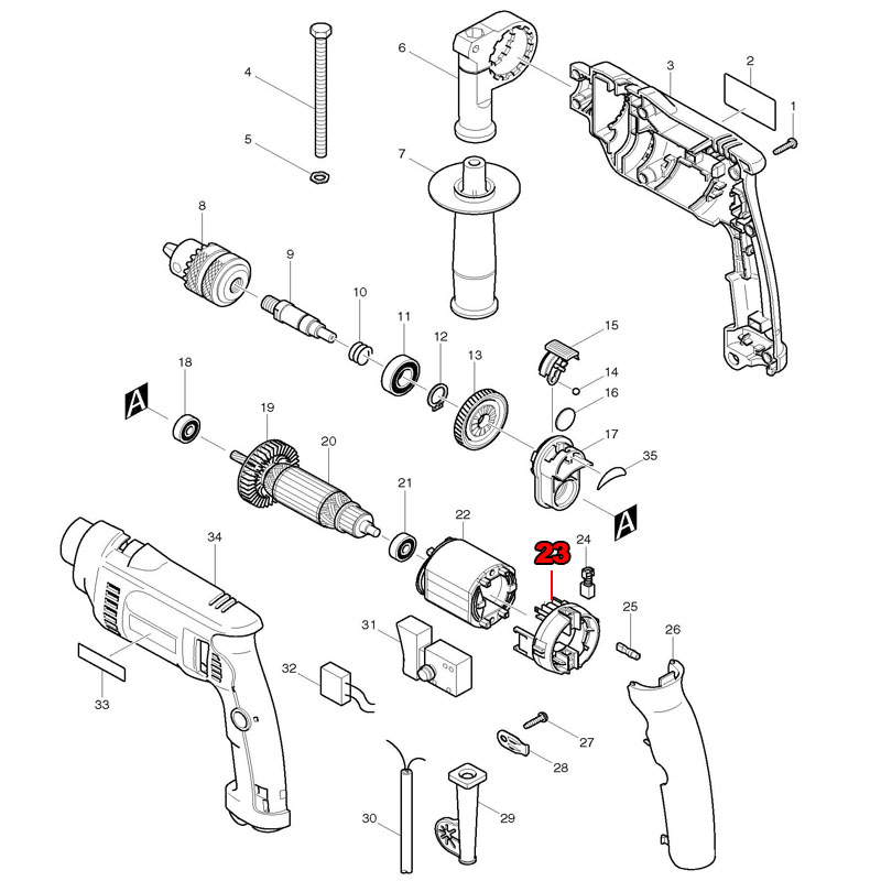 Makita Drill Hp1640 - Borstelhouder Vervangen Voor Makita HP 1620