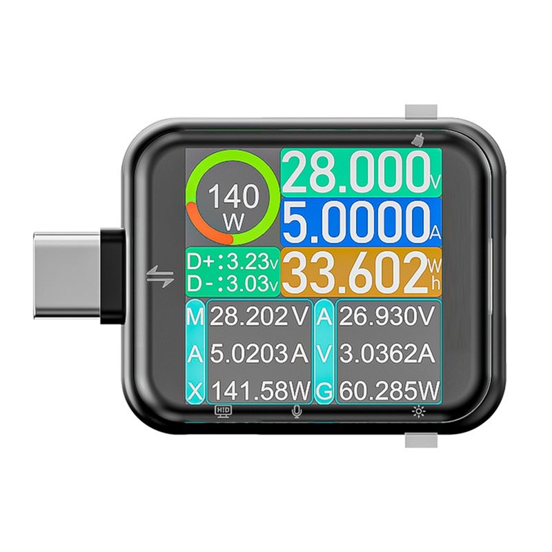 Logic Analyzer Usb - T3 USB-C-tester Digitale spanningsstroomtester Vermogensmeter Muziekspectrumanalysator