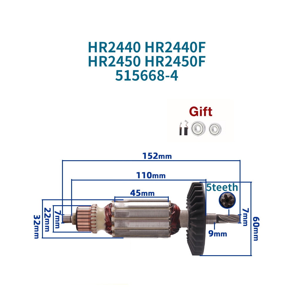 Makita Drill Hp1640 - 220-240V Anker voor Makita HR2440 HR2440F