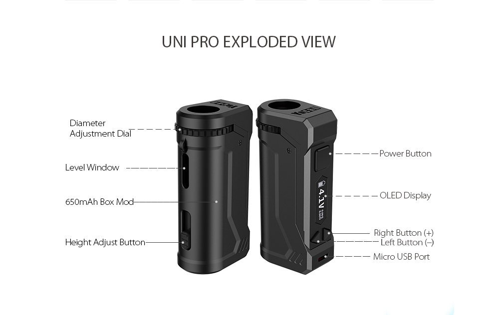 Oorsprong Yocan Uni Pro Batter - Diy Vape Electronics recensie en prijs